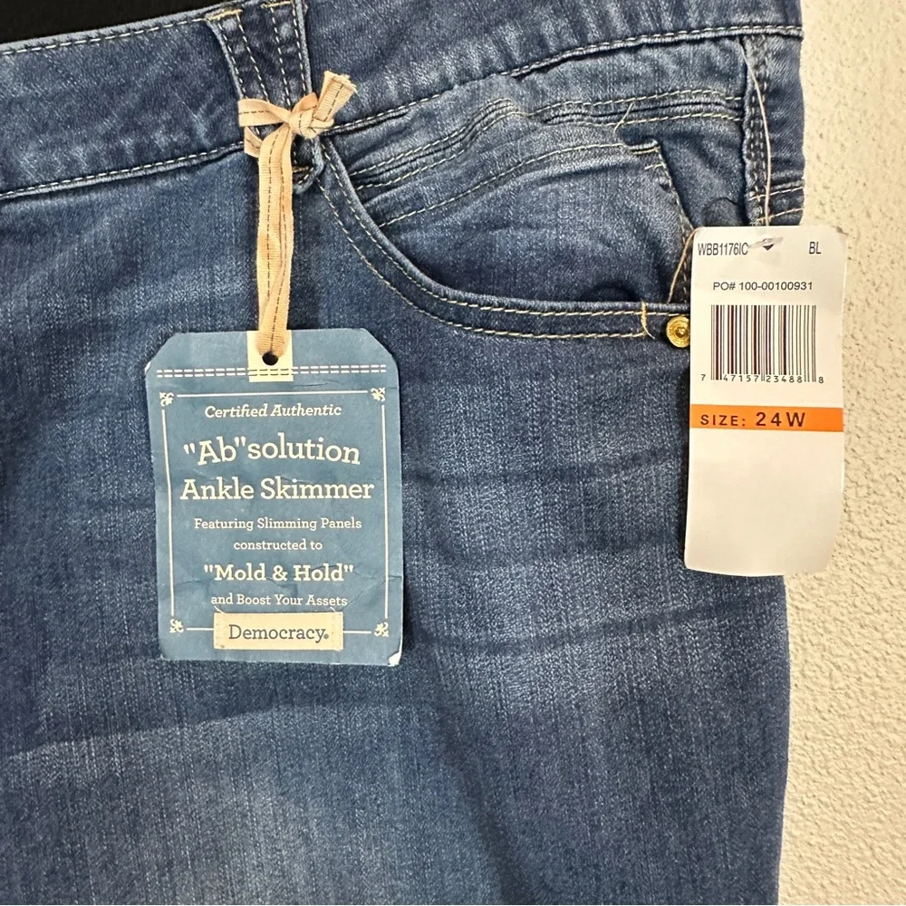 Democracy Ab solution Ankle Crop Jean Dark Wash Denim Women’s Plus Sz 24W NWT‎